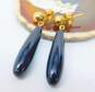 14K Yellow Gold Lacquered Wood Drop Earrings 2.4g image number 2
