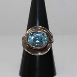 Hagit Gorali Signed Sterling Silver Blue Topaz Ring Size 7.25 - 8.2g alternative image