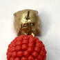 Designer J. Crew Gold-Tone Red Balls Beaded Fashion Dangle Drop Earrings image number 3