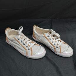 Women's Coach A1067 White & Tan Signature Jacquard Sneakers Size 7.5M