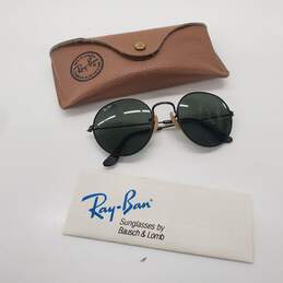 Vintage Ray-Ban Round Green Lenses Black Frame Sunglasses
