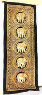 Vintage Thai Elephant Bead Embroidered Wall Hanging Vertical Art Tapestry image number 1