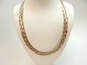 Artisan Sterling Silver Braided Herringbone Chain Necklace Bracelet & Domed Post Earrings 24.9g image number 6