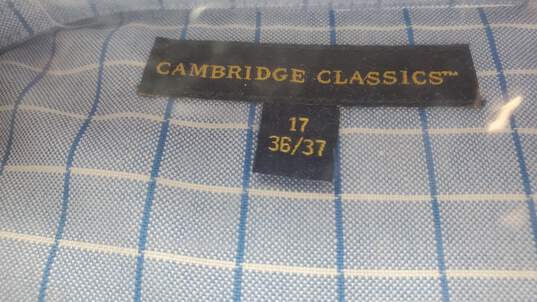 Cambridge Men Blue Button Up Shirt Sz 17 36/37 NWT image number 10