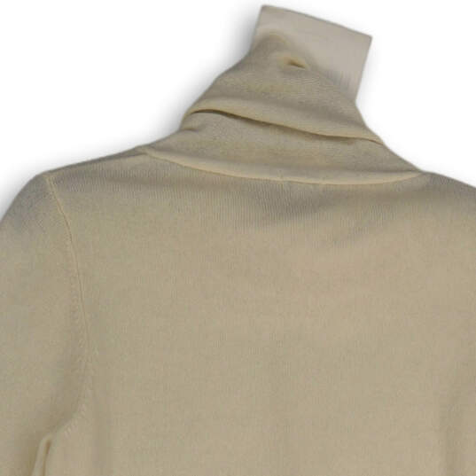 Womens Cream Beige Knitted Mock Neck Long Sleeve Pullover Sweater Sz S Reg image number 4