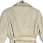 Womens Beige Notch Lapel Long Sleeve Tie Waist Trench Coat Size 12 image number 4