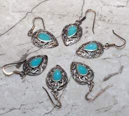 Bundle Of 3 Sterling Silver Blue Mother Of Pearl Dangle Earrings alternative image