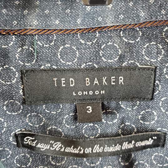 Ted Baker Men Green Dot Button Up Shirt Sz 3 image number 3