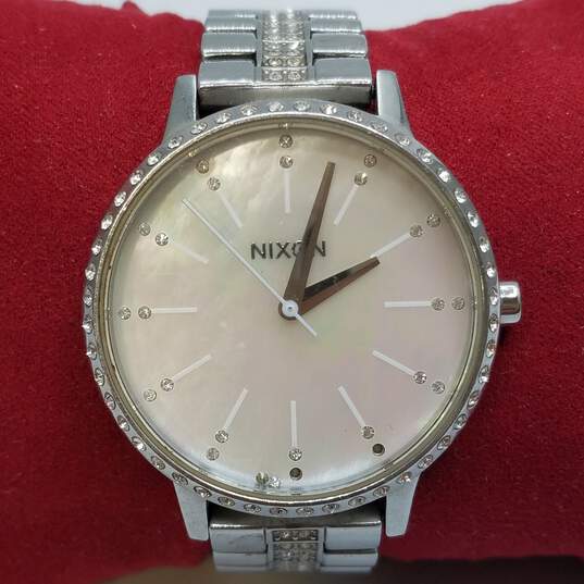 Nixon 36mm Case MOP Dial with Crystal Bezel to Stainless Steel Bracelet Quartz Watch image number 1