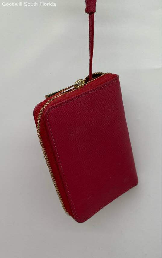 Tory Burch Womens Red Leather Credit-Card Holder Zip-Around Wallet Purse image number 4