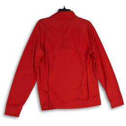Mens Red Mock Neck Long Sleeve Quarter Zip Pullover Activewear Jacket Sz M alternative image