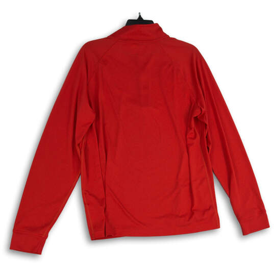 Mens Red Mock Neck Long Sleeve Quarter Zip Pullover Activewear Jacket Sz M image number 2