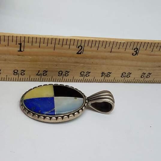 Carolyn Pollack Relios Sterling Silver Asst. Gemstone Inlay Pendant 8.0g image number 6