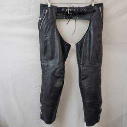 First Class Leather Gear Black Motorcycle Chaps Men's M