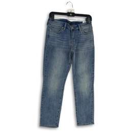 NWT Womens Blue Denim Medium Wash 5-Pocket Design Straight Leg Jeans Size 6/28