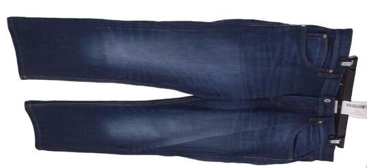Womens Blue Five Pockets Flat Front Button Straight Leg Jeans Size Large image number 2
