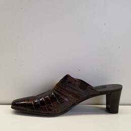 Brighton Tudor Croc Embossed Patent Leather Mule Heels Shoes Size 7 B alternative image