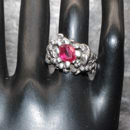 Artisan JJP Signed Sterling Silver Ruby Ring Size 7.75 - 11.4g
