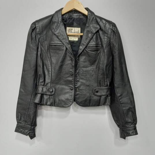 Berman's Bomber Style Leather Coat Size 10 image number 1