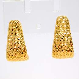 14K Yellow Gold Etched Half Hoop Post Earrings 1.3g alternative image