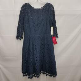 NWT Eliza J. WM's Midnight Blue Lace & Satin Midi Dress Size 12