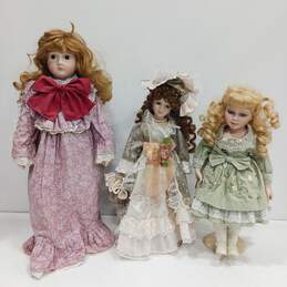 3PC Assorted Branded Porcelain Doll Bundle