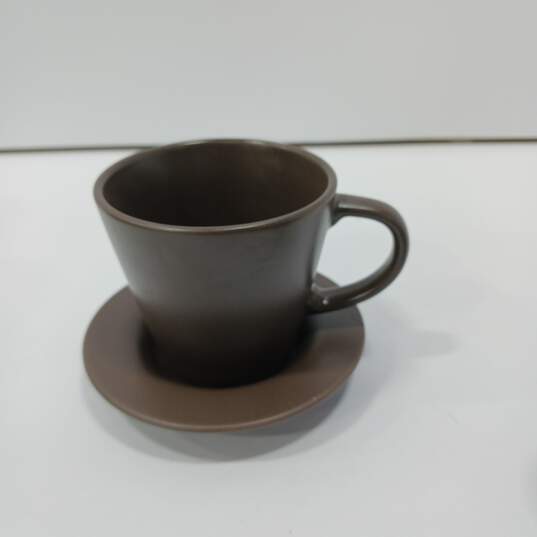 6pc Ikea Brown Cups and Saucers image number 4