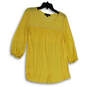 Womens Yellow 3/4 Sleeve Round Neck Pullover Blouse Top Size Medium image number 1