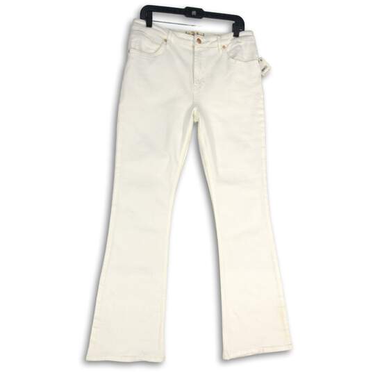 NWT Free People Womens White Denim 5-Pocket Design Flared Jeans Size 31 image number 1