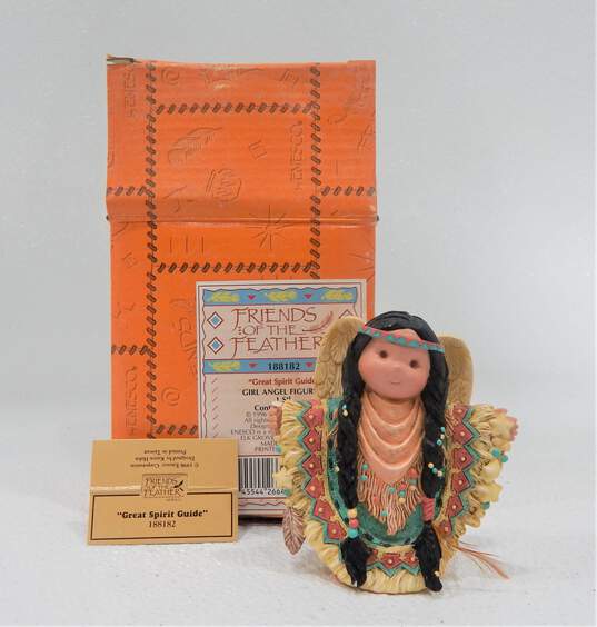 VTG Enesco Friends of the Feather Figurines Gaity Girl Box w/ Rock Great Spirit Guide Angel Bell image number 3