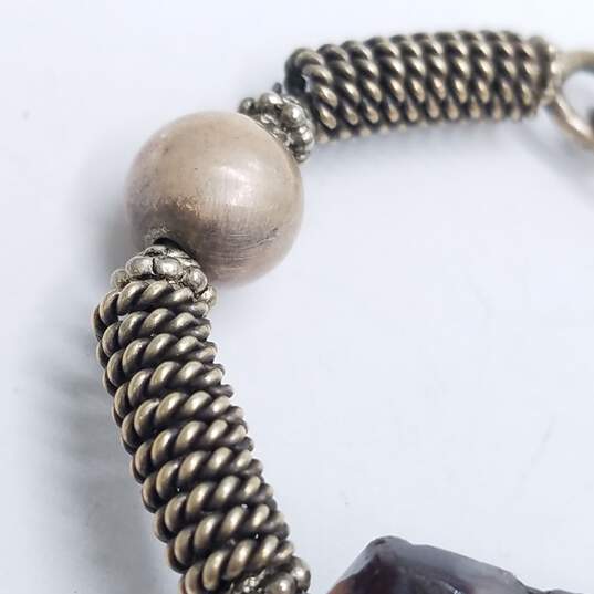 Sterling Silver Dark Purple Stone Tribal 5inch Hook-and-Eye Bracelet 27.9g image number 3
