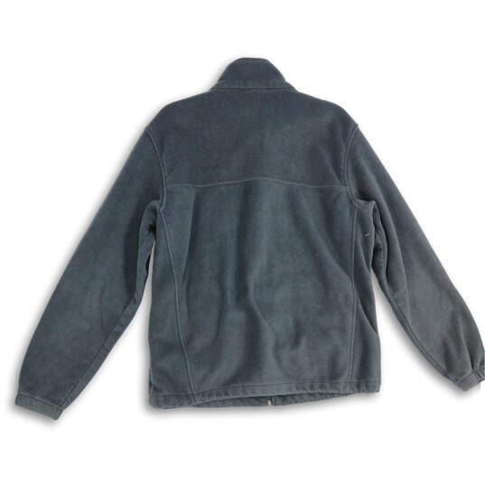Womens Dark Gray Fleece Mock Neck Long Sleeve Full-Zip Jacket Size Large image number 2