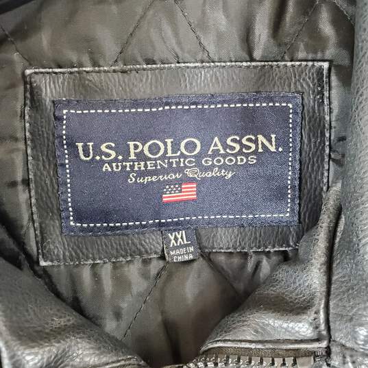 US Polo Assn Men Black Leather Jacket Sz 2XL image number 2