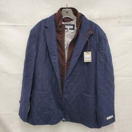 NWT James Campbell MN's Blue Quilted Button Zip Jacket Size XL