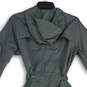 Womens Gray Long Sleeve Drawstring Hooded Full-Zip Raincoat Size Large image number 4