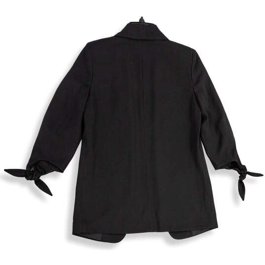Womens Black Shawl Collar Welt Pocket Tie Sleeve Open Front Blazer Size S image number 2