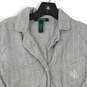 Womens Grey Striped Long Sleeve Collared Button-Up Shirt Size Small image number 3