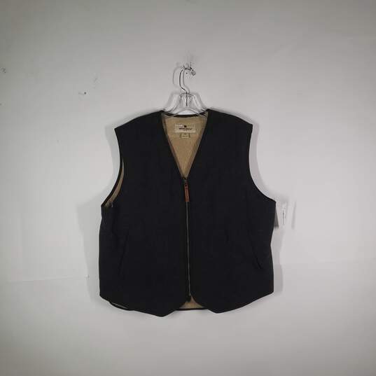 Mens Regular Fit Sleeveless Slash Pockets Sherpa Lined Full-Zip Vest Size Large image number 1