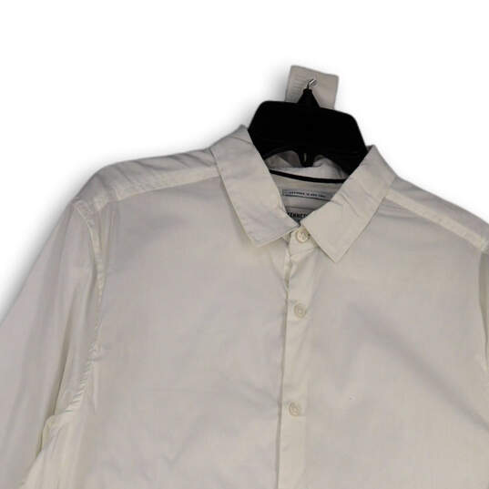 NWT Mens White Long Sleeve Regular Fit Collared Button-Up Shirt Size Large image number 3