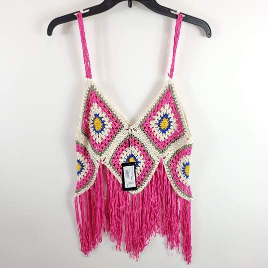 Prima Donna Women Fuschia Fringe Knitted Top OS NWT image number 2