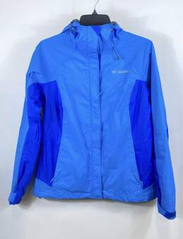 Columbia Womens Blue Omni-Tech Waterproof Hooded Full Zip Rain Coat Size M