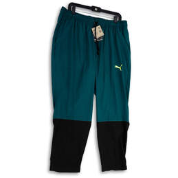 NWT Mens Green Black Elastic Waist Drawstring Pockets Pull-On Sweatpants XL