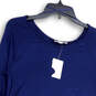 NWT Womens Blue Round Neck Long Sleeve Pullover Blouse Top Size Medium image number 3
