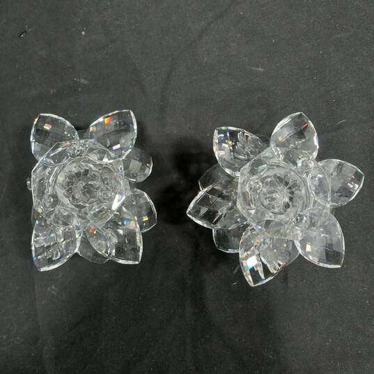 Pair of Crystal Flower Candle Holders image number 4