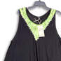 NWT Womens Black Green Embroidered Round Neck Pullover Swing Dress Size 2X image number 1