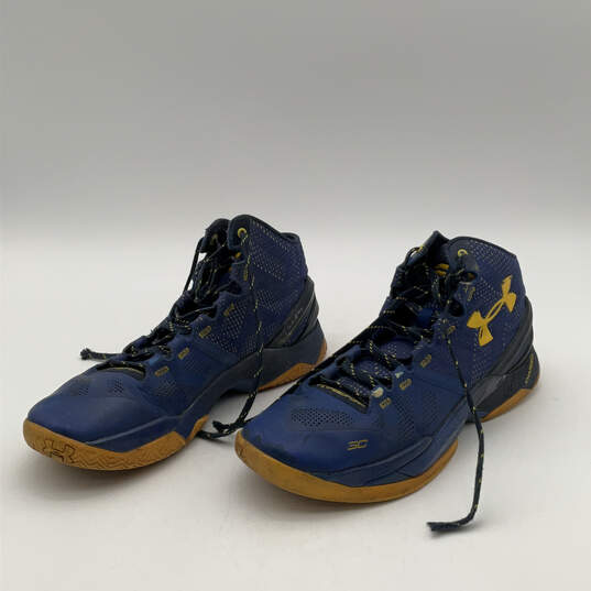 Womens Curry 2 Dub Nation Blue Yellow Mid Top Lace-Up Sneaker Shoes Sz 9.5 image number 3