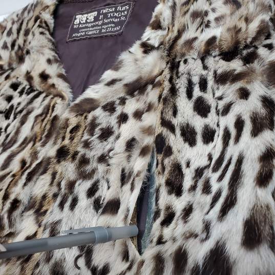 Nitsa Furs Athens Greece Leopard Print Rabbit Fur Jacket Small image number 8