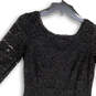 Womens Black Floral Lace 3/4 Sleeve Round Neck Back Zip Sheath Dress Size 6 image number 4