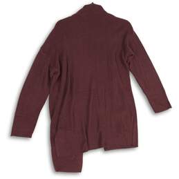 Tahari Womens Burgundy Knitted Long Sleeve Open Front Cardigan Sweater Size L alternative image