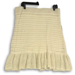 NWT Womens Ivory Crochet Elastic Waist Ruffle Hem Pull-On Mini Skirt Size XL alternative image